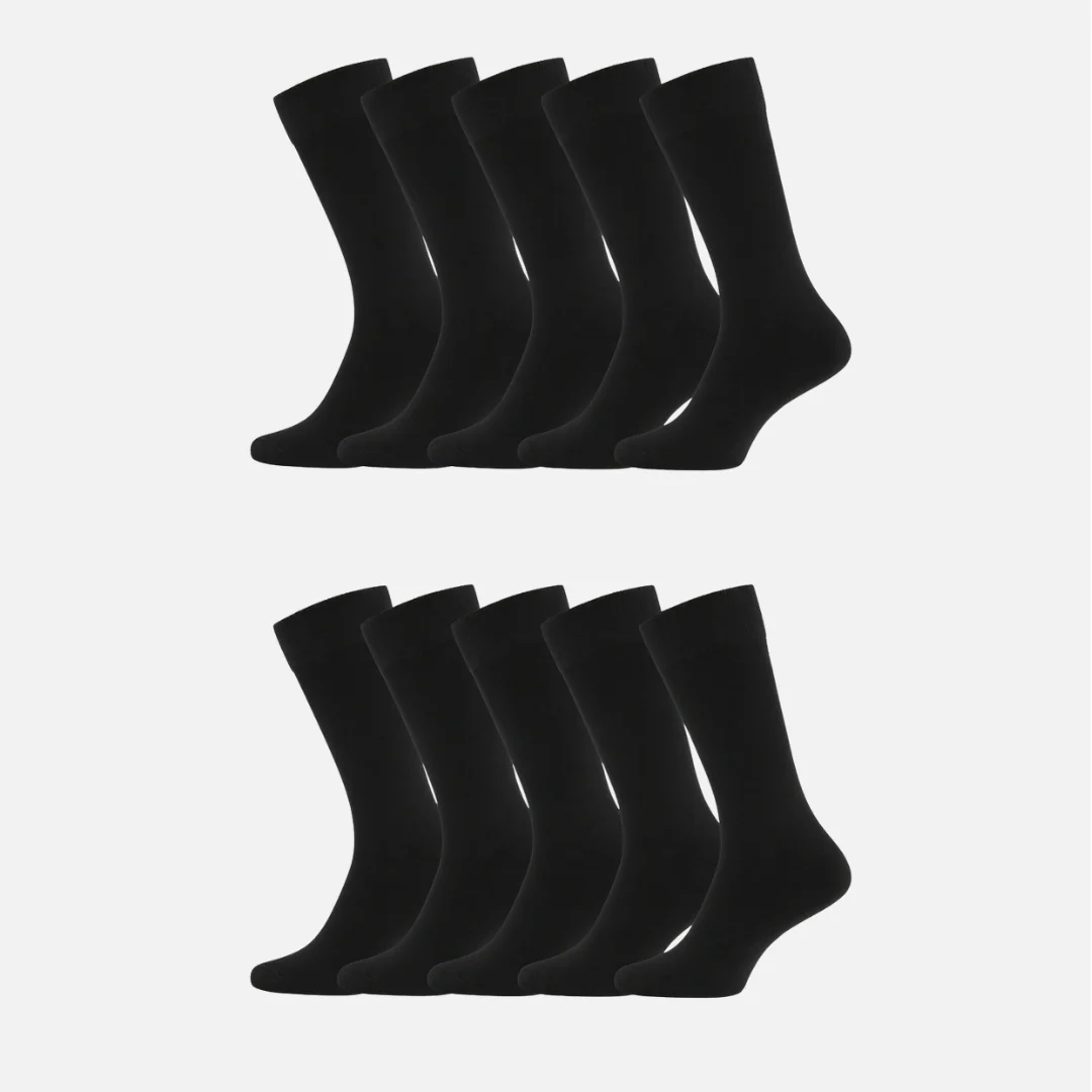 Bambus strømper uden elastik i sort til kvinder 10-pak