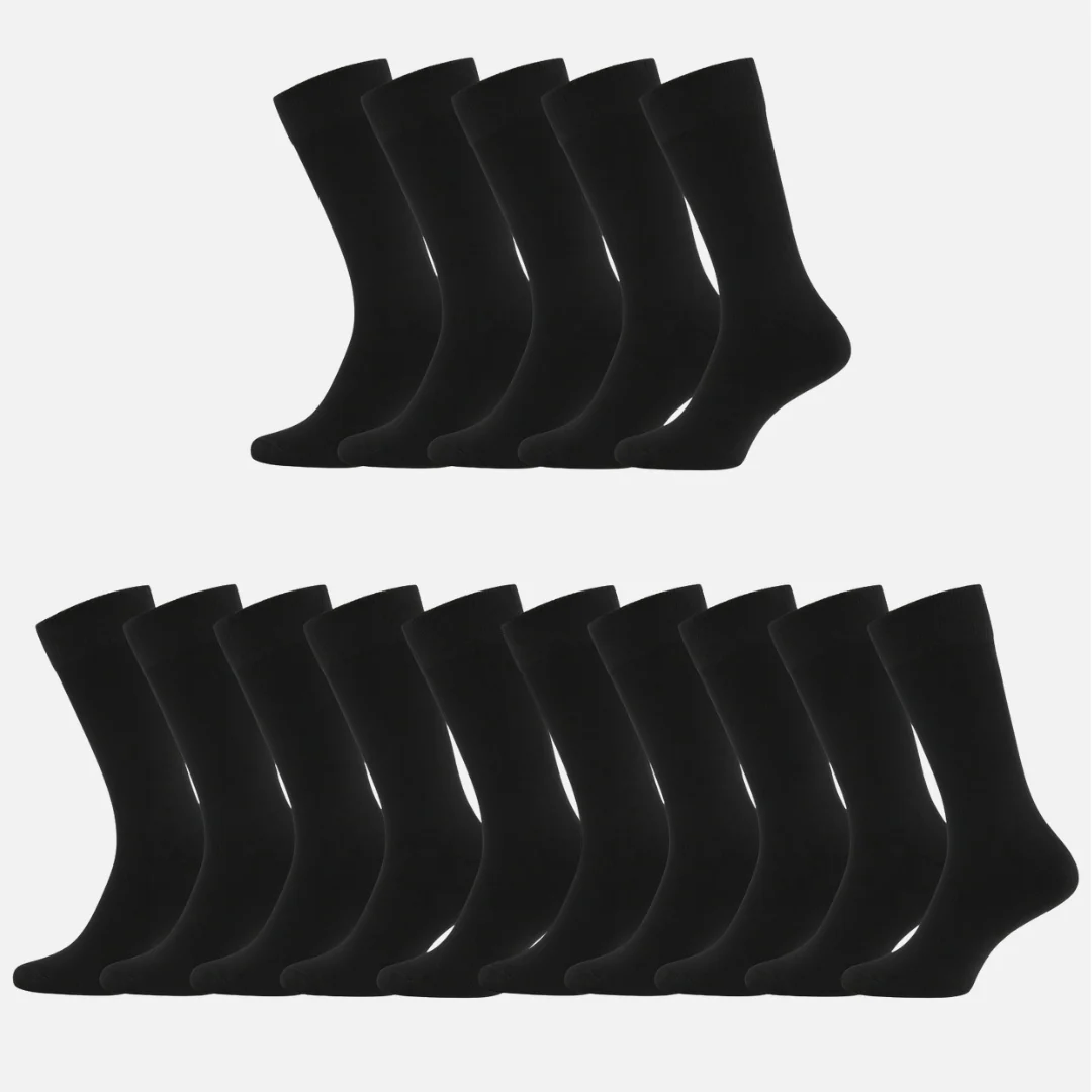 Bambus strømper uden elastik i sort til kvinder 15-pak
