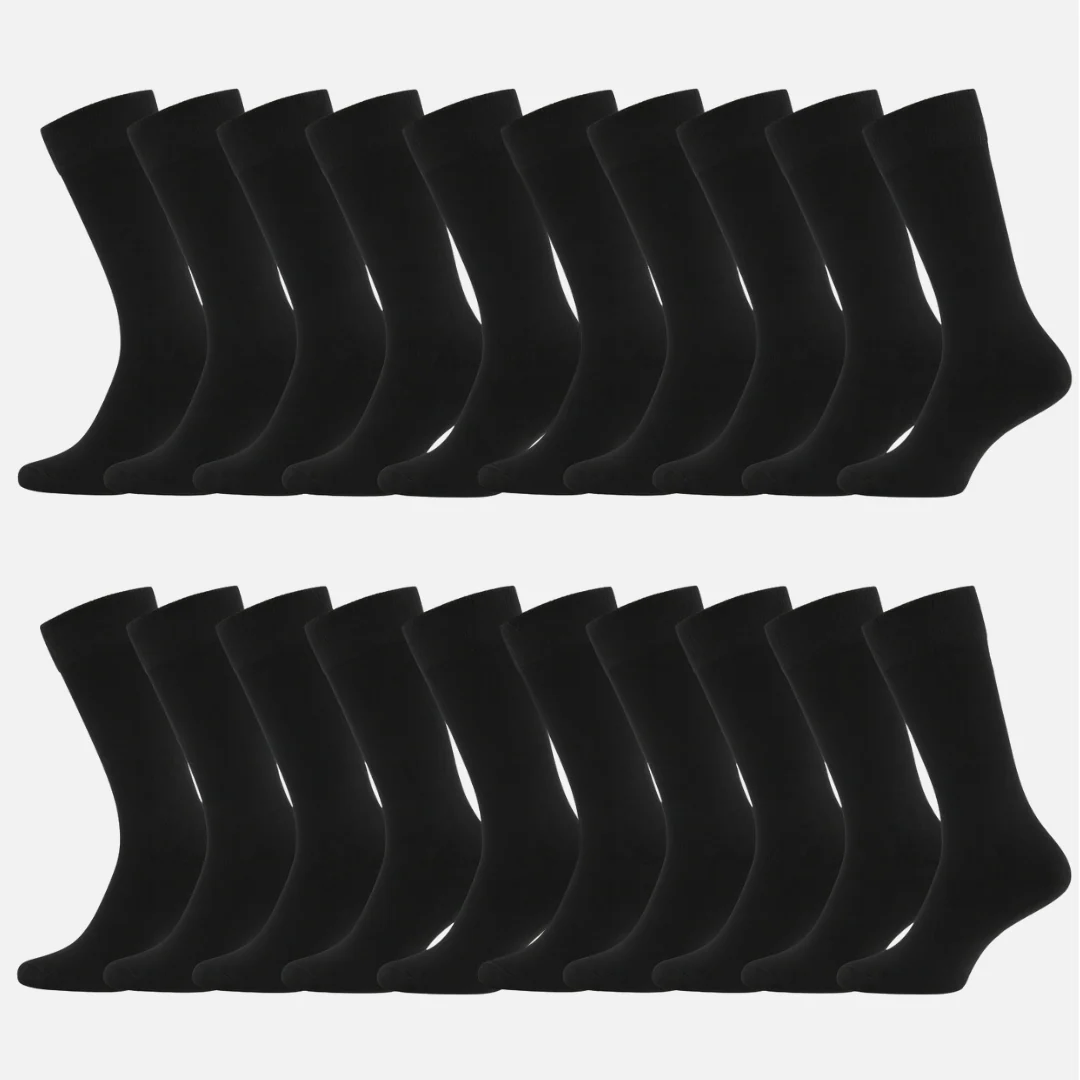 Bambus strømper uden elastik i sort til kvinder 20-pak