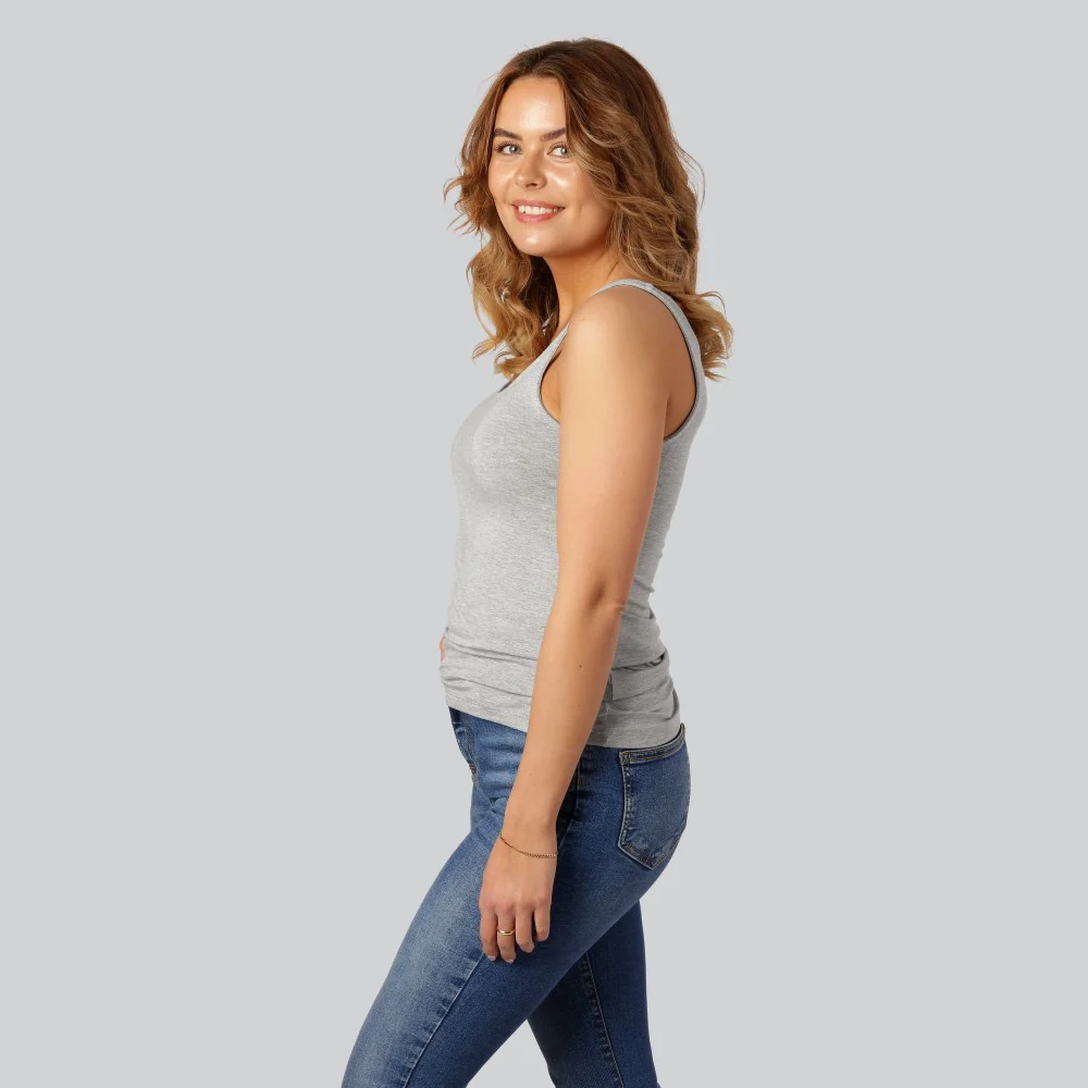 Bambus dame top i grå m. bred strop - Image 2