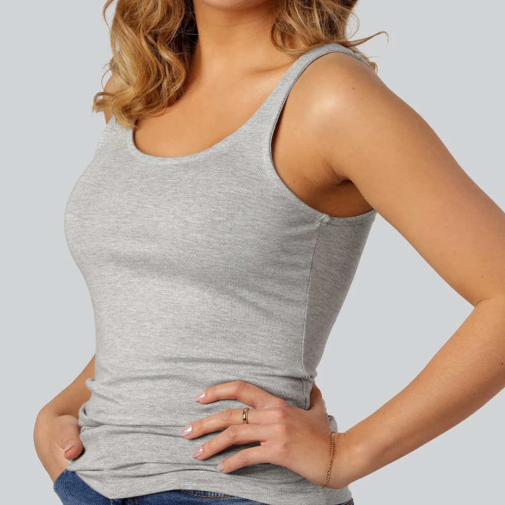 Bambus dame top i grå m. bred strop - Image 3