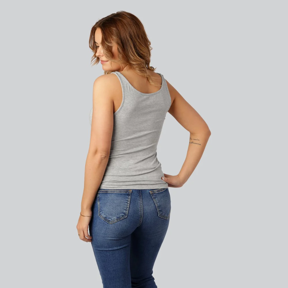 Bambus dame top i grå m. bred strop - Image 4