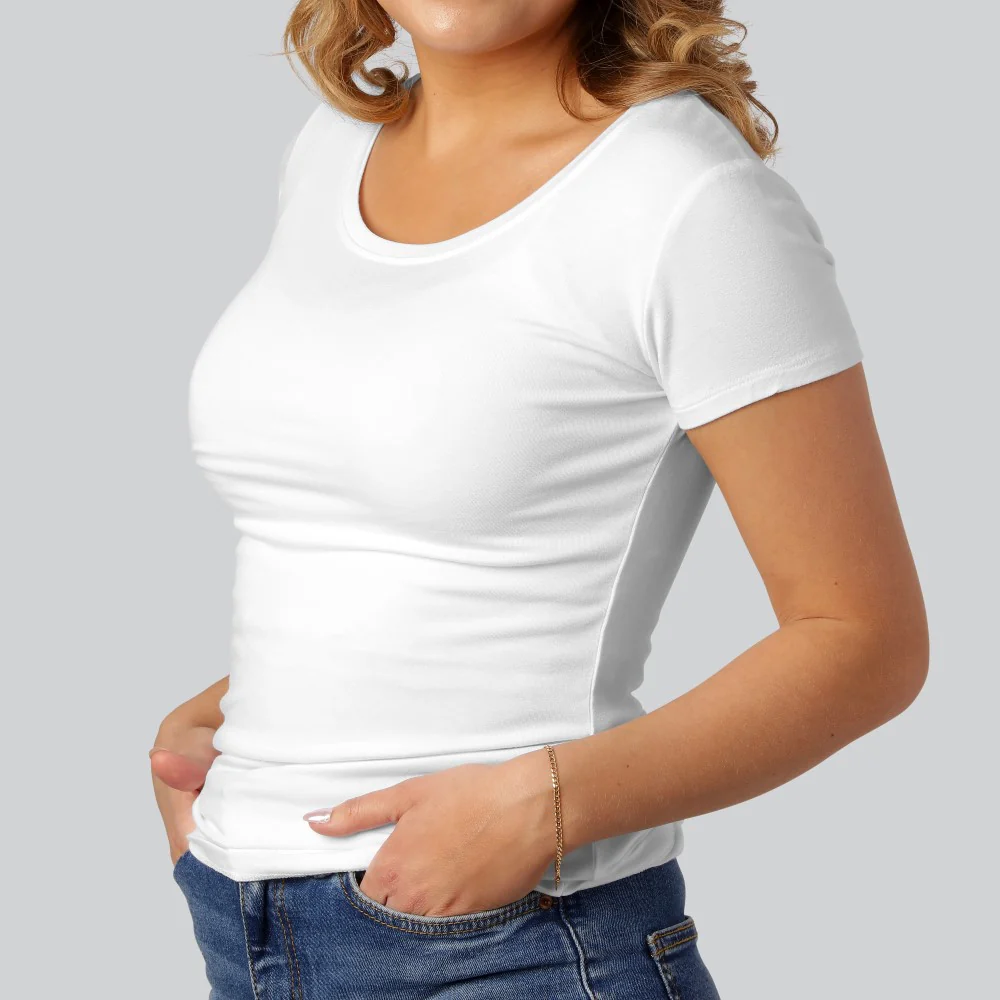 Bambus t-shirt o-hals i hvid til damer - Image 3