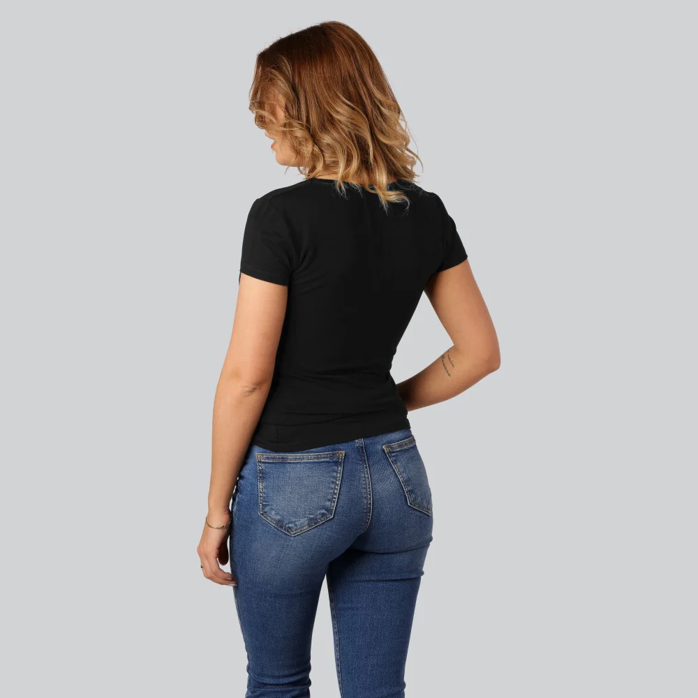 Bambus t-shirt o-hals i sort til damer - Image 3